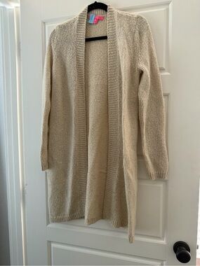 Lilly Pulitzer Open-Front Gold with sequin  Women's Cardigan Sweater - sz Small